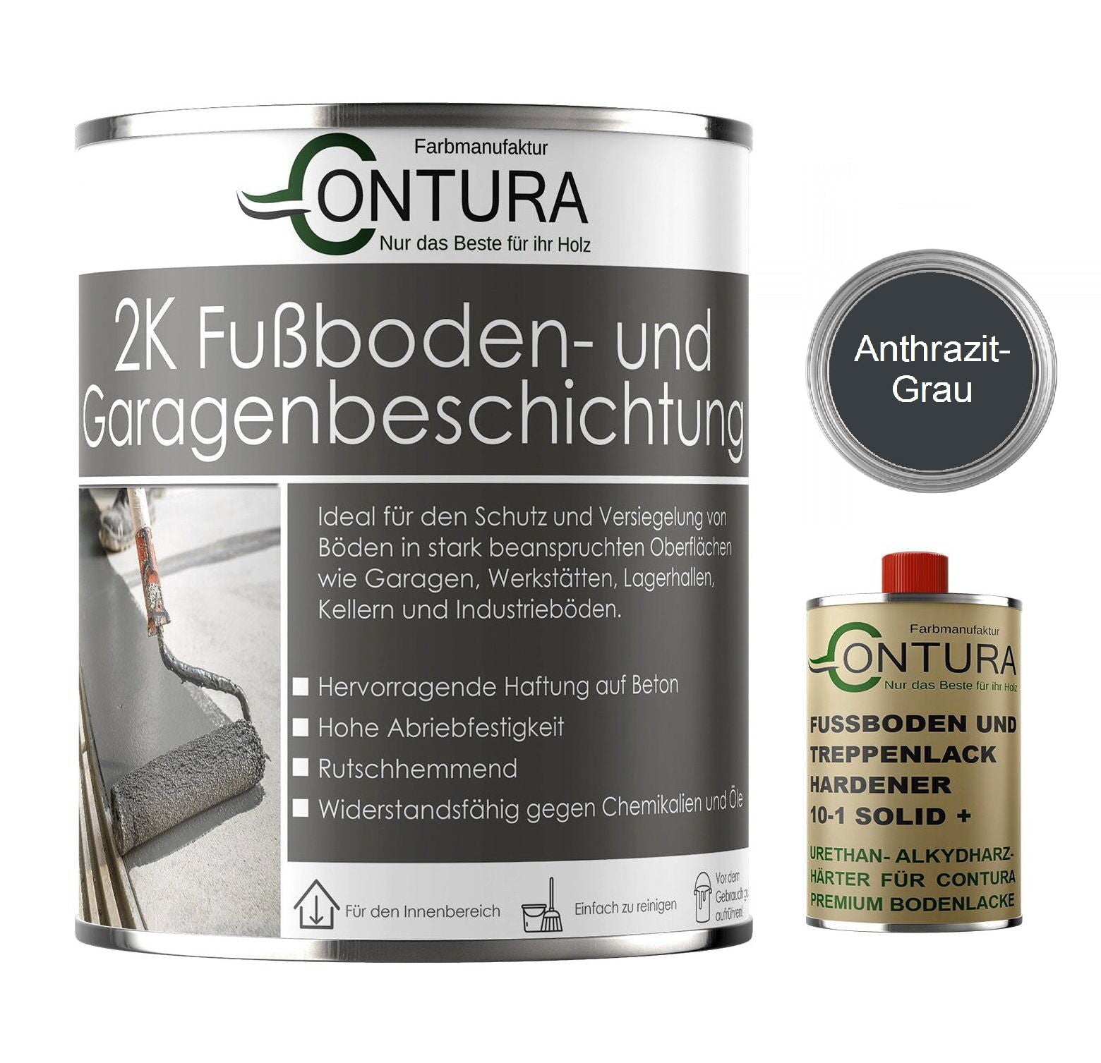 Contura 2K Bodenfarbe SEIDENMATT Betonfarbe Garagenfarbe Kellerboden Fussbodenlack - Farbmanufaktur Contura Berkemeier - Farbmanufaktur Contura Berkemeier
