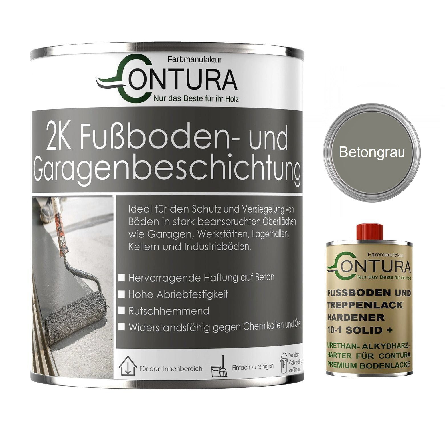 Contura 2K Bodenfarbe SEIDENMATT Betonfarbe Garagenfarbe Kellerboden Fussbodenlack - Farbmanufaktur Contura Berkemeier - Farbmanufaktur Contura Berkemeier