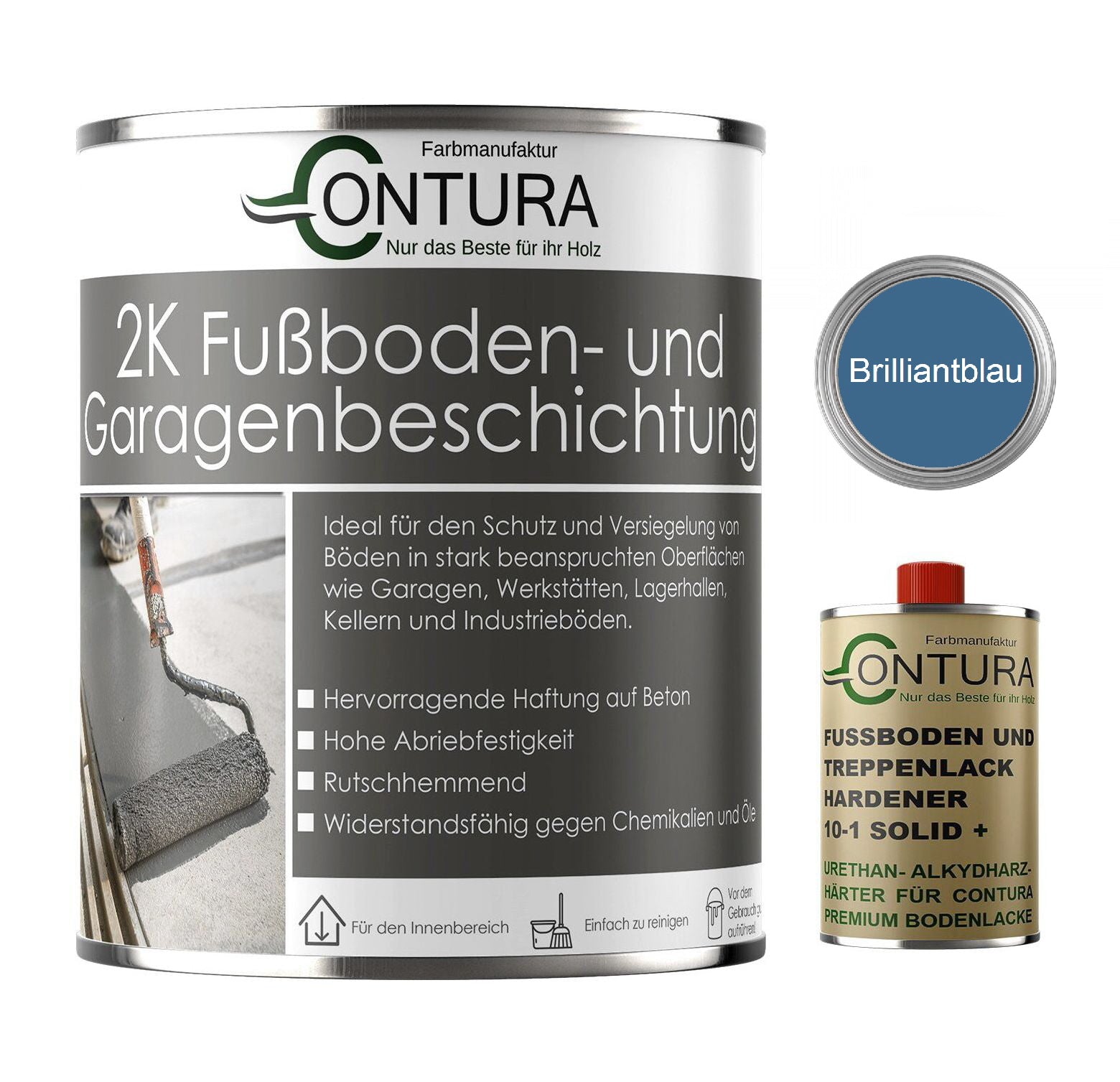 Contura 2K Bodenfarbe SEIDENMATT Betonfarbe Garagenfarbe Kellerboden Fussbodenlack - Farbmanufaktur Contura Berkemeier - Farbmanufaktur Contura Berkemeier