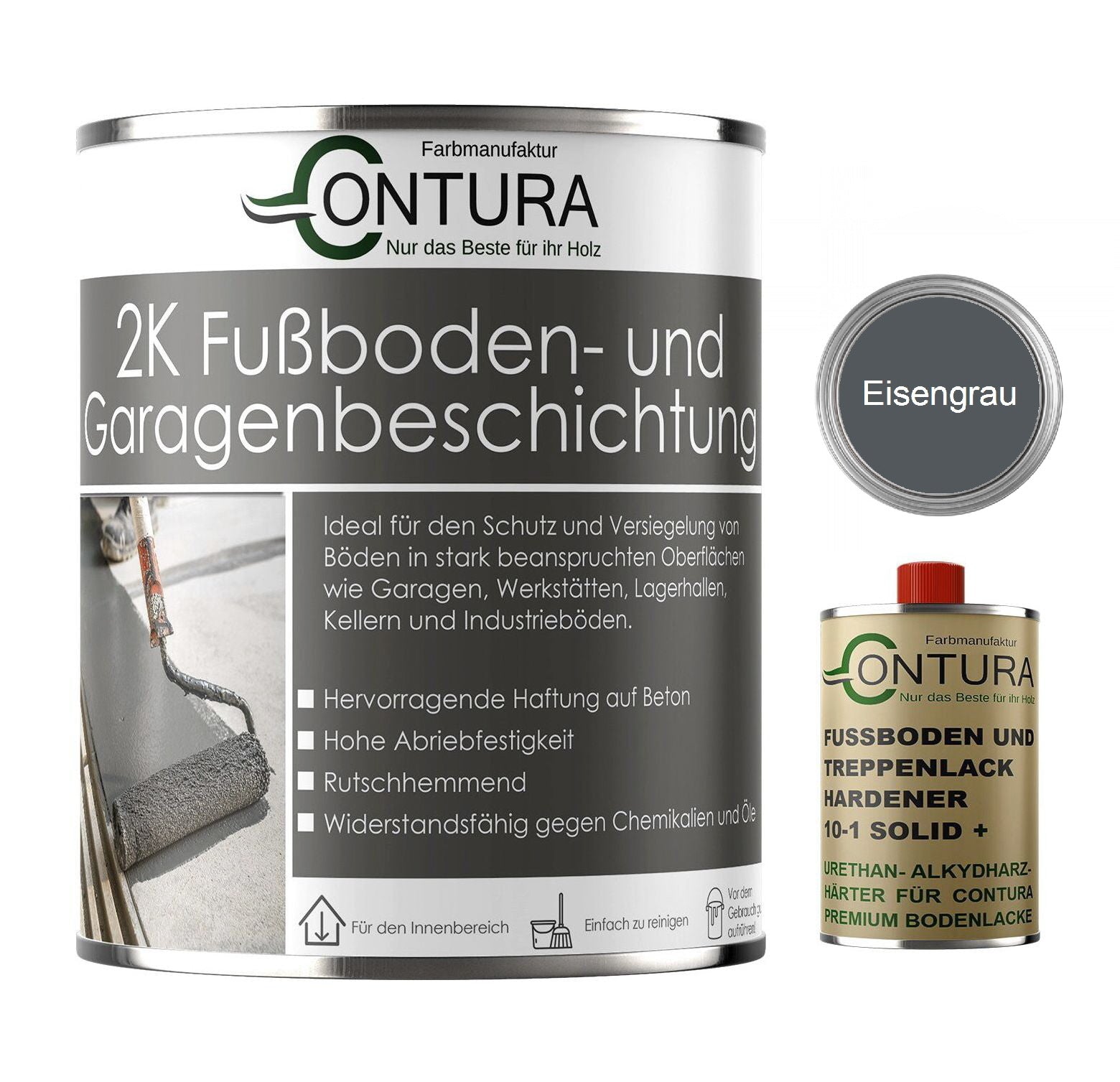 Contura 2K Bodenfarbe SEIDENMATT Betonfarbe Garagenfarbe Kellerboden Fussbodenlack - Farbmanufaktur Contura Berkemeier - Farbmanufaktur Contura Berkemeier