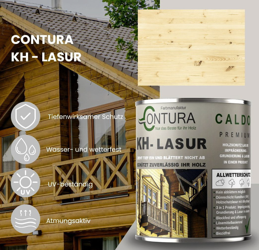 -POS- Contura KH Lasur 3in1 Holzlasur Holzschutzlasur UV- Holzschutz Holzöl Dünnschichtlasur - Farbmanufaktur Contura Berkemeier - Farbmanufaktur Contura Berkemeier