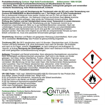 Contura 2K Bodenfarbe SEIDENMATT Betonfarbe Garagenfarbe Kellerboden Fussbodenlack - Farbmanufaktur Contura Berkemeier - Farbmanufaktur Contura Berkemeier