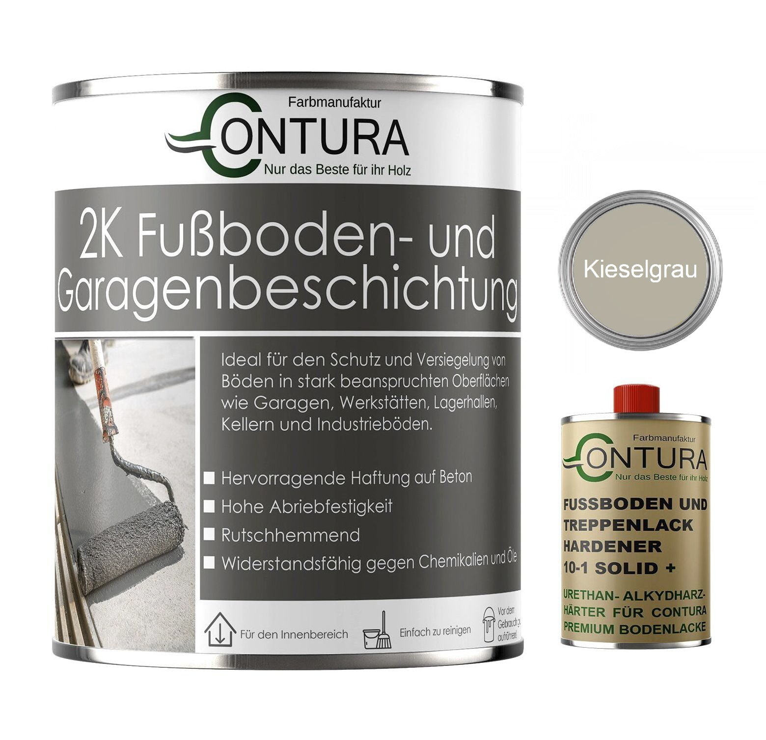 Contura 2K Bodenfarbe SEIDENMATT Betonfarbe Garagenfarbe Kellerboden Fussbodenlack - Farbmanufaktur Contura Berkemeier - Farbmanufaktur Contura Berkemeier