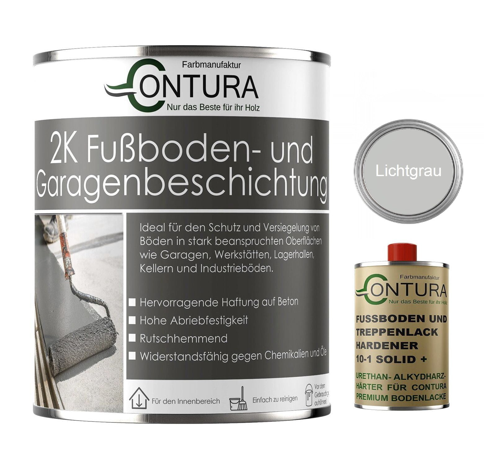 Contura 2K Bodenfarbe SEIDENMATT Betonfarbe Garagenfarbe Kellerboden Fussbodenlack - Farbmanufaktur Contura Berkemeier - Farbmanufaktur Contura Berkemeier