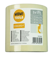 WOW TOOLS Basic Kreppband -Set 3-tlg. 3 Rollen 18/36/48mm x 30Meter - Farbmanufaktur Contura Berkemeier - Mako