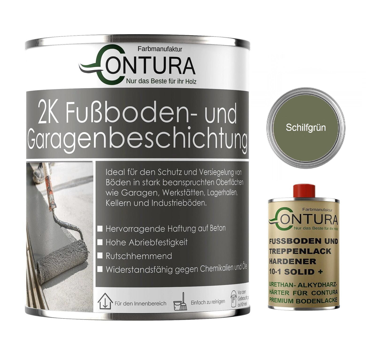 Contura 2K Bodenfarbe SEIDENMATT Betonfarbe Garagenfarbe Kellerboden Fussbodenlack - Farbmanufaktur Contura Berkemeier - Farbmanufaktur Contura Berkemeier