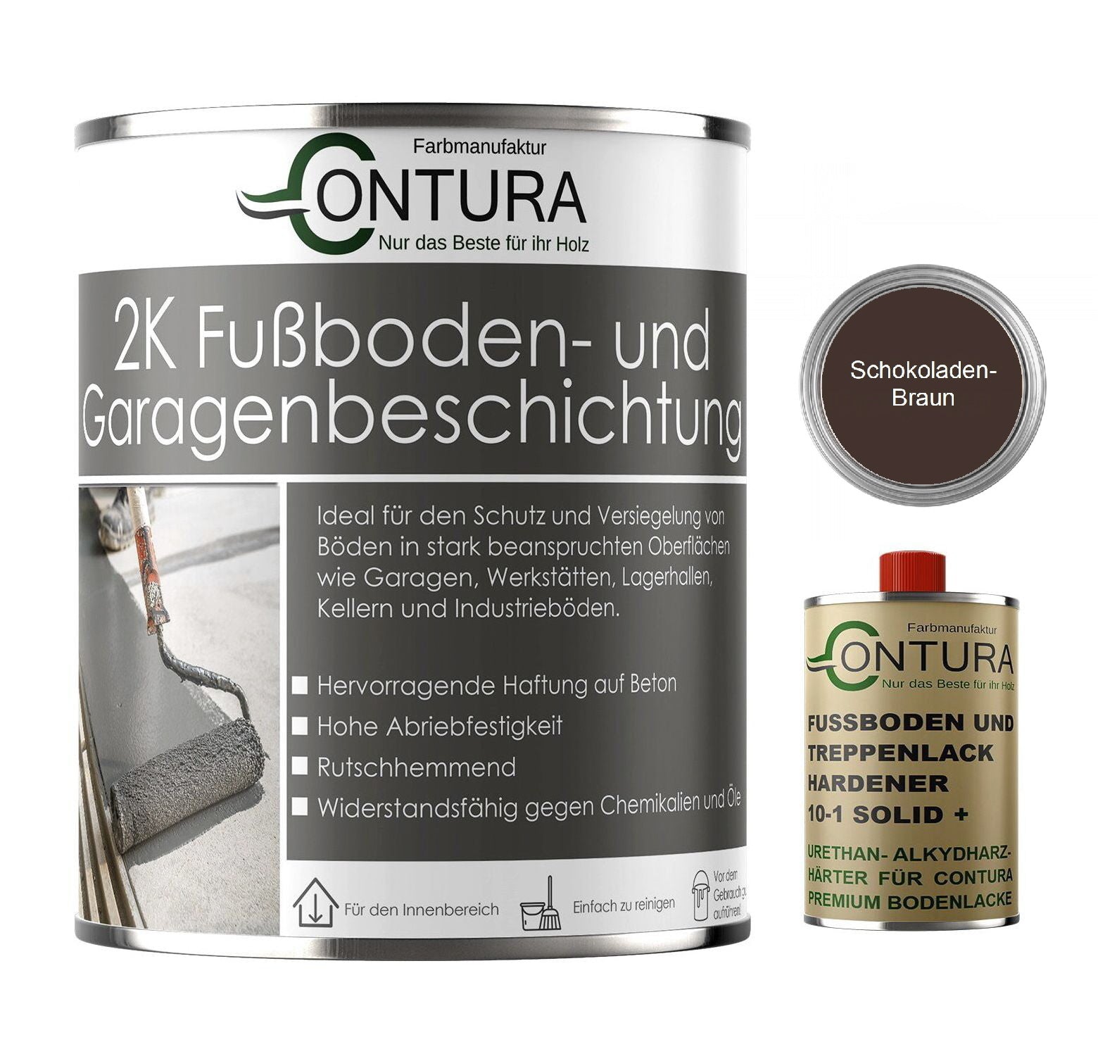 Contura 2K Bodenfarbe SEIDENMATT Betonfarbe Garagenfarbe Kellerboden Fussbodenlack - Farbmanufaktur Contura Berkemeier - Farbmanufaktur Contura Berkemeier