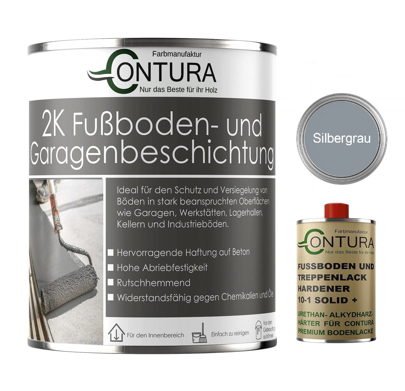 Contura 2K Bodenfarbe SEIDENMATT Betonfarbe Garagenfarbe Kellerboden Fussbodenlack - Farbmanufaktur Contura Berkemeier - Farbmanufaktur Contura Berkemeier