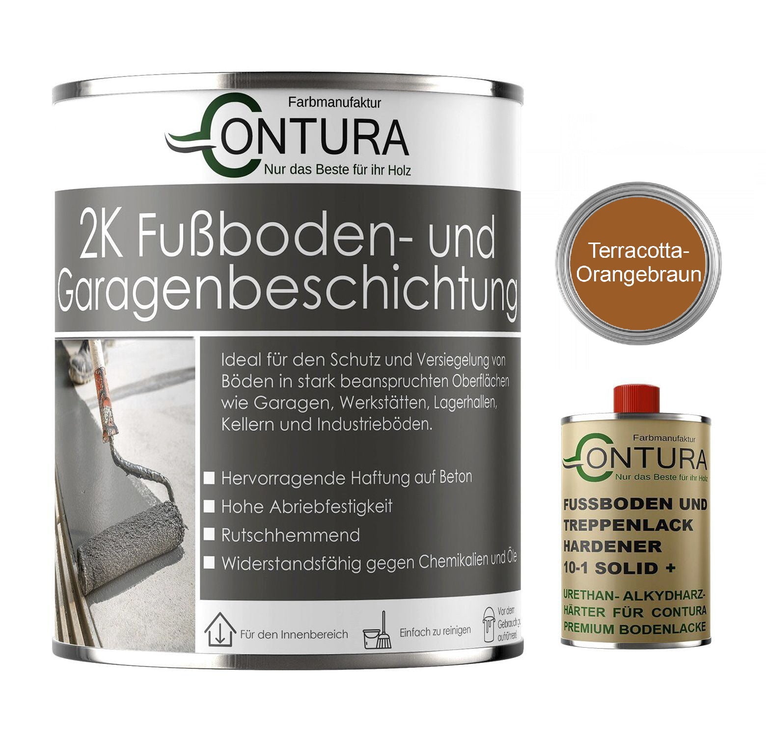 Contura 2K Bodenfarbe SEIDENMATT Betonfarbe Garagenfarbe Kellerboden Fussbodenlack - Farbmanufaktur Contura Berkemeier - Farbmanufaktur Contura Berkemeier