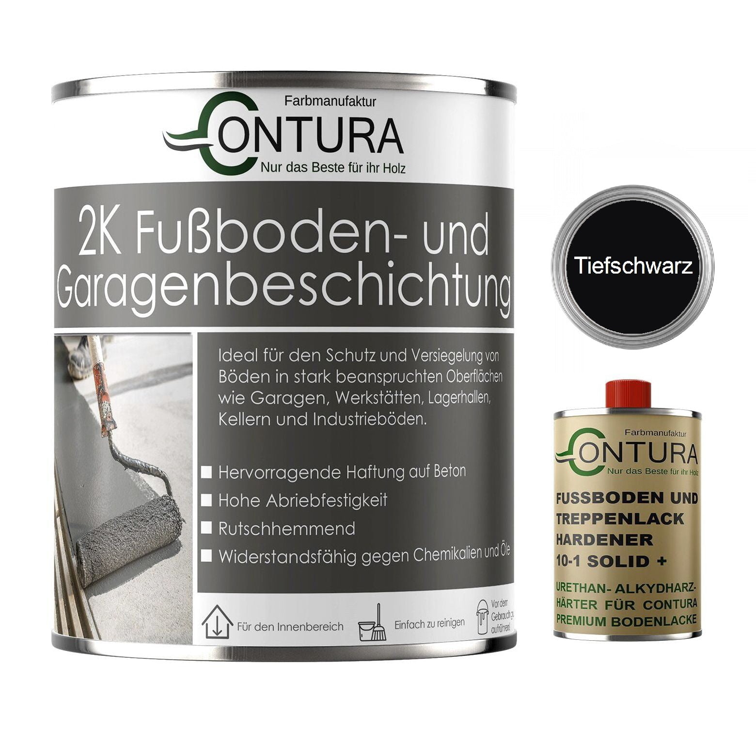 Contura 2K Bodenfarbe SEIDENMATT Betonfarbe Garagenfarbe Kellerboden Fussbodenlack - Farbmanufaktur Contura Berkemeier - Farbmanufaktur Contura Berkemeier