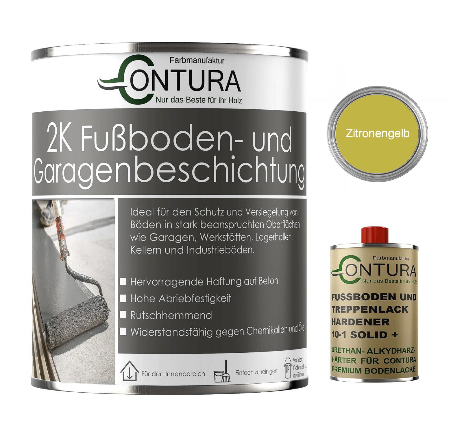 Contura 2K Bodenfarbe SEIDENMATT Betonfarbe Garagenfarbe Kellerboden Fussbodenlack - Farbmanufaktur Contura Berkemeier - Farbmanufaktur Contura Berkemeier