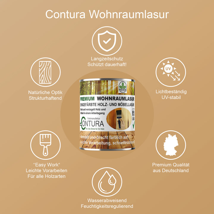 Contura Wohnraumlasur Holzfarbe Möbellasur Lackbeize Möbellack Lacklasur Innenlasur Holzlack - Farbmanufaktur Contura Berkemeier - Farbmanufaktur Contura Berkemeier