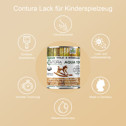 750ml. Lack für Kinderspielzeug und Kindermöbel DIN EN71/3 Klarlack - Farbmanufaktur Contura Berkemeier - Farbmanufaktur Contura Berkemeier