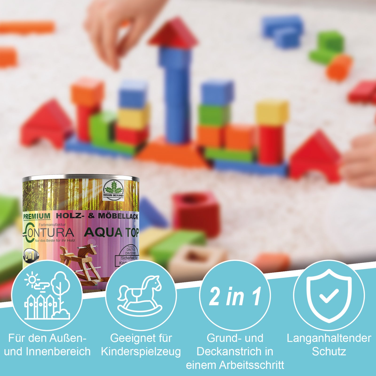 2 Liter Möbellack Lack für Kinderspielzeug +32 Farbtöne DIN EN71/3 Kindermöbel Holzlack Kinderzimmer - Farbmanufaktur Contura Berkemeier - Farbmanufaktur Contura Berkemeier