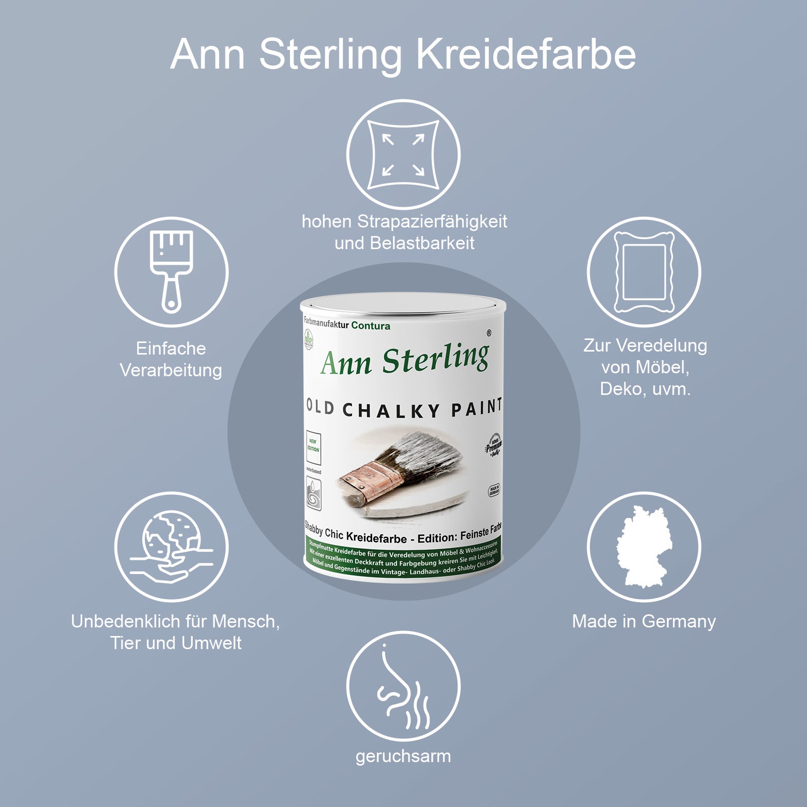 Ann Sterling Kreidefarbe Shabby Chic 3Kg. - Farbmanufaktur Contura Berkemeier - Farbmanufaktur Contura Berkemeier