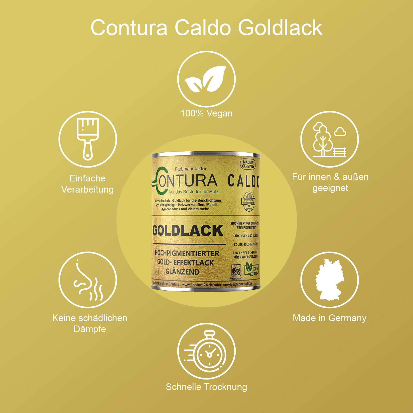 Contura Caldo Goldlack Goldfarbe Gold Effektlack Möbellack Holzlack Metalllack Möbel Farbe - Farbmanufaktur Contura Berkemeier - Farbmanufaktur Contura Berkemeier