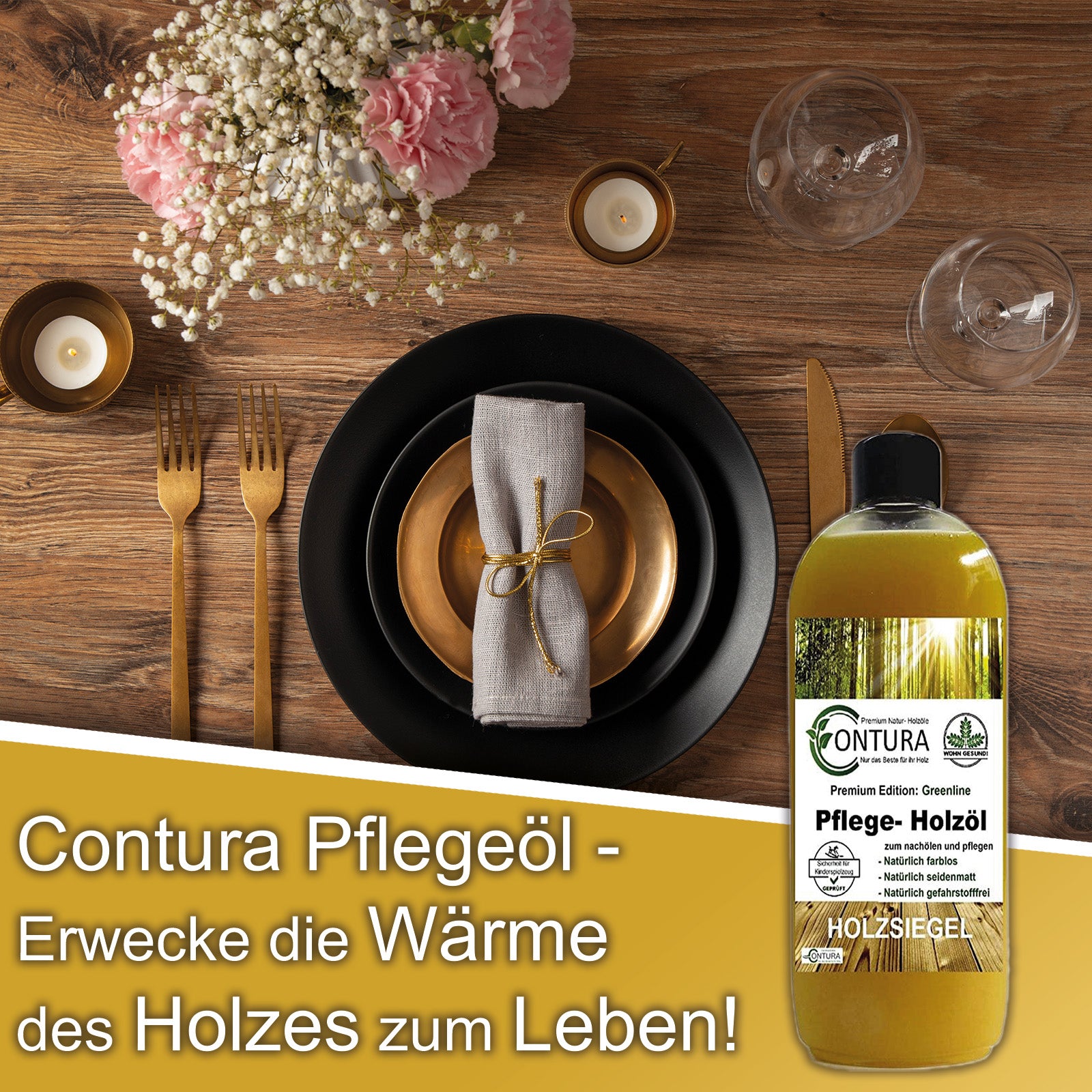 Pflegeöl SET Holzöl Holz Wachs Tisch- Möbelöl zum nachölen auffrischen pflegen - Farbmanufaktur Contura Berkemeier - Farbmanufaktur Contura Berkemeier