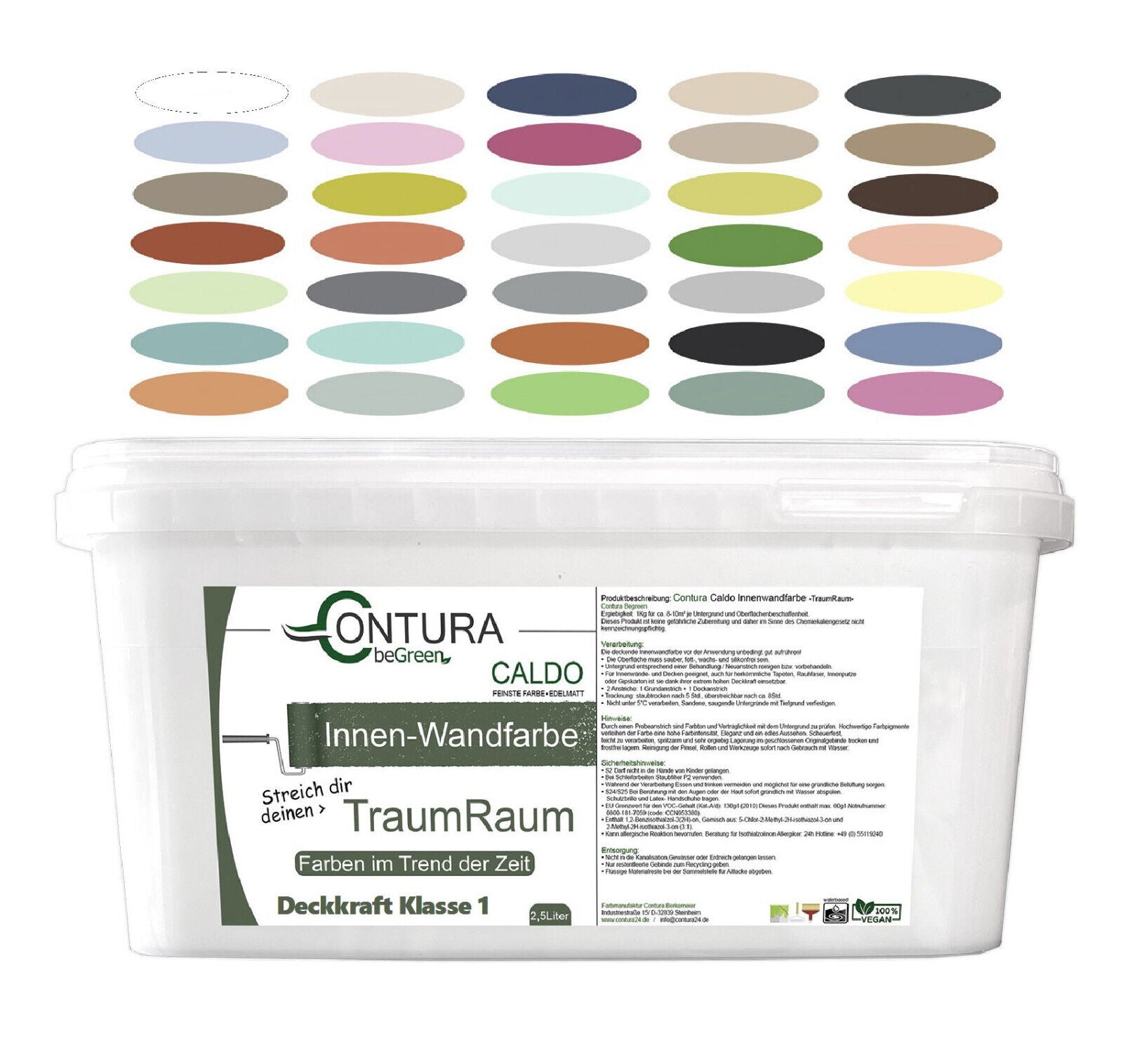 Contura Caldo BeGreen Wandfarbe 5 Liter - Farbmanufaktur Contura Berkemeier - Farbmanufaktur Contura Berkemeier