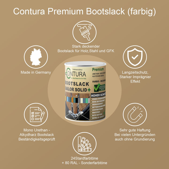 Contura Bootslack Farbig Glänzend Yacht- Buntlack Metall Holz GFK Holzlack Boot Farblos - Farbmanufaktur Contura Berkemeier - Farbmanufaktur Contura Berkemeier