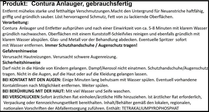 Anlauger und Entfetter 250ml Aktivreiniger Untergrundreiniger Spray Sprühflasche - Farbmanufaktur Contura Berkemeier22261