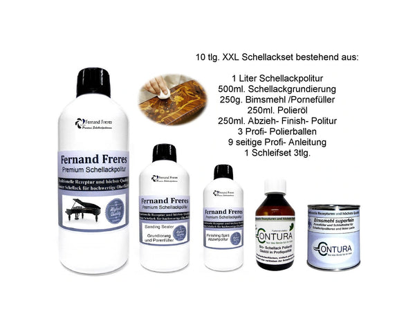 Contura Fernand Freres XL Schellackpolitur Set 10 Teile Schellack Politur Grundierung - Farbmanufaktur Contura Berkemeier72177