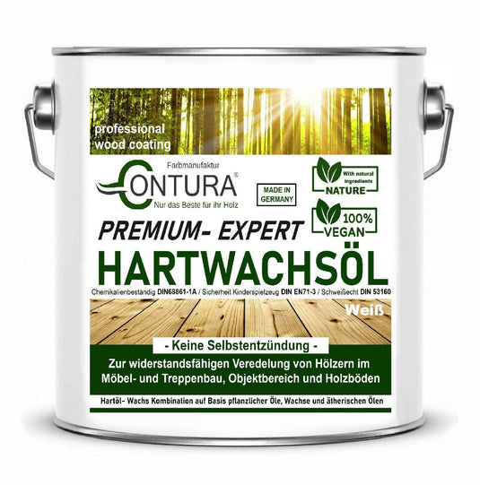 Contura Hartwachsöl -WEISS- Premium Möbelöl Parkettöl Holzöl -nicht selbstentzündlich- - Farbmanufaktur Contura Berkemeier64015