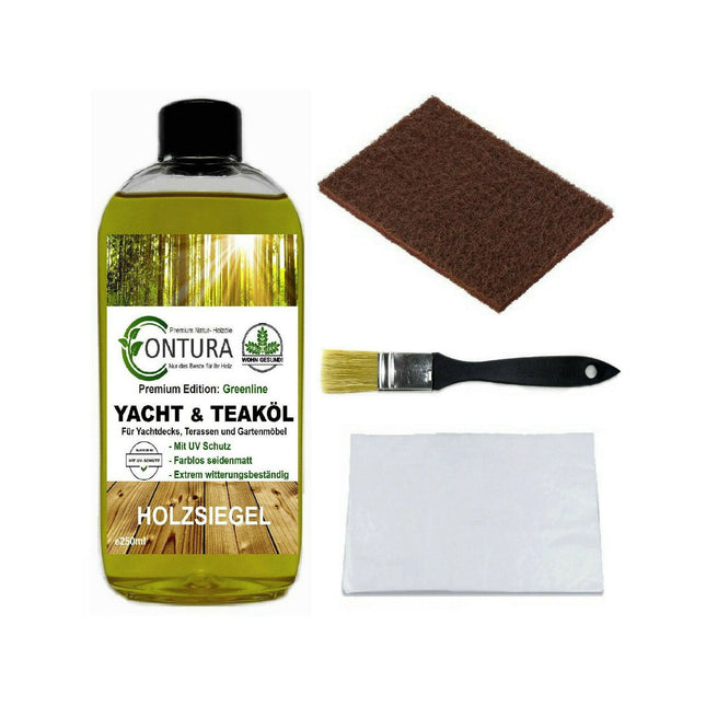 CONTURA Yachtöl Teaköl SET Holz- Objektöl Holzöl Hartöl Pflegeöl farblos 250ml - Farbmanufaktur Contura Berkemeier72445