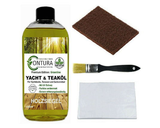 CONTURA Yachtöl Teaköl SET Holz- Objektöl Holzöl Hartöl Pflegeöl farblos 250ml - Farbmanufaktur Contura Berkemeier72445