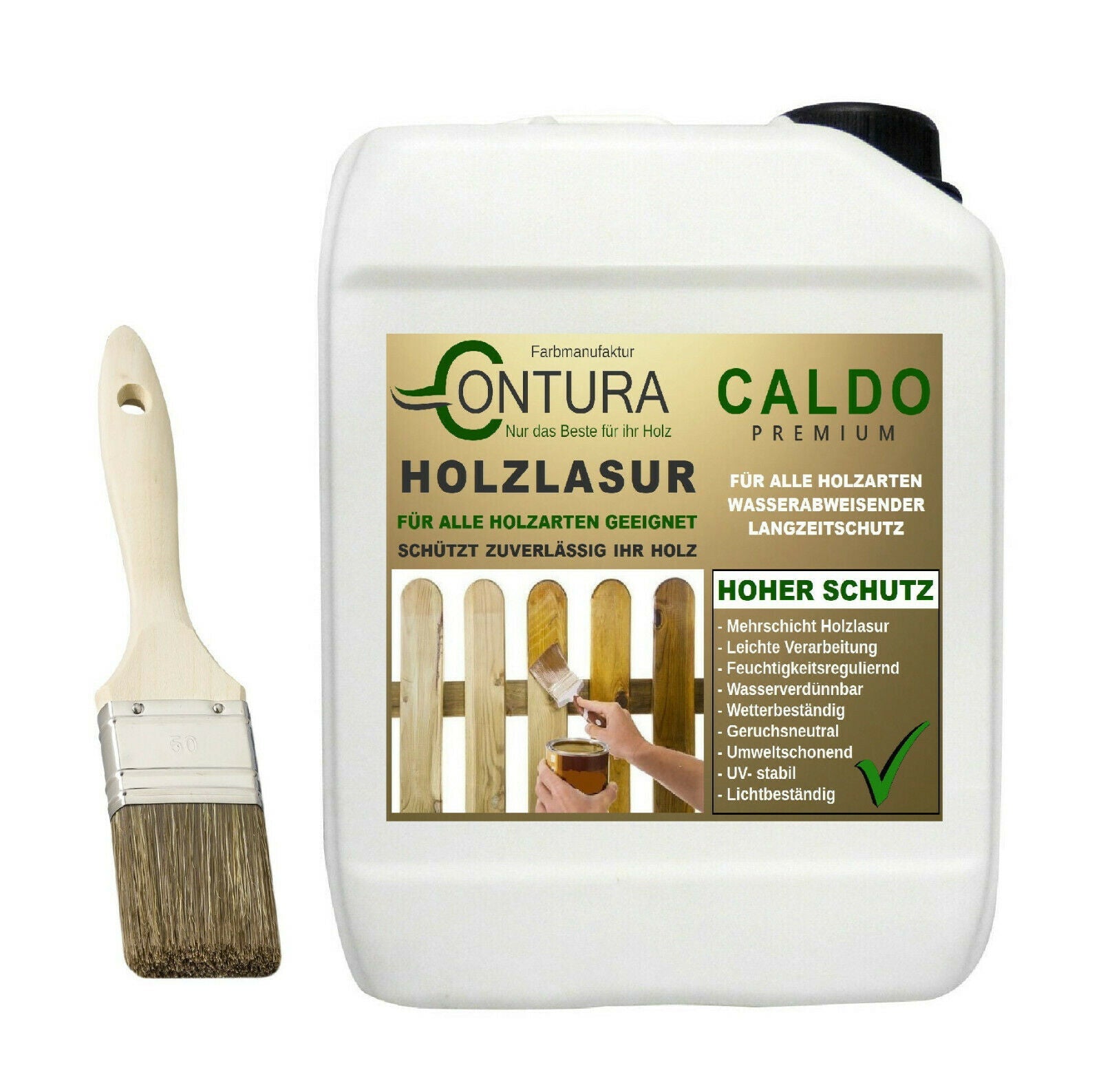 Holzlasur Dickschichtlasur Set + Pinsel 2in1 Dauerschutzlasur Holzschutz Lasur - Farbmanufaktur Contura Berkemeier22078