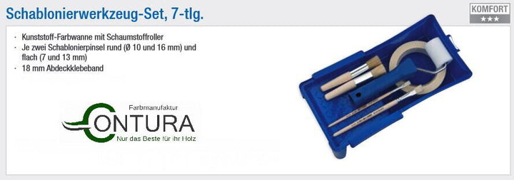 Schablonierpinsel Set 7 Teile Schablonierwerkzeug Pinsel Farbroller Kreidefarbe - Farbmanufaktur Contura Berkemeier100402