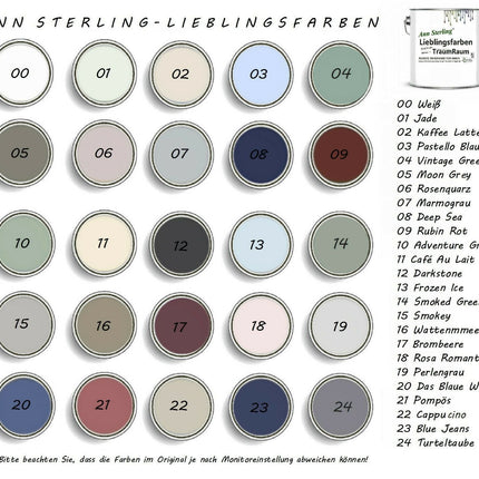 Wandfarbe Trendfarbe Innenfarbe LIEBLINGSFARBE Ann Sterling Farbe Farbig + Weiß - Farbmanufaktur Contura Berkemeier72724