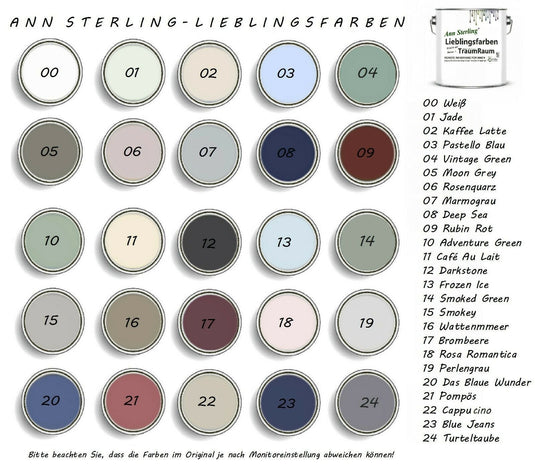 Wandfarbe Trendfarbe Innenfarbe LIEBLINGSFARBE Ann Sterling Farbe Farbig + Weiß - Farbmanufaktur Contura Berkemeier72724