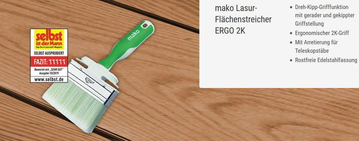 Winkel- Flächenstreicher PREMIUM für Lack Lasur Holzöl Hartwachsöl Flachpinsel - Farbmanufaktur Contura Berkemeier365111-Flächenstreicher ERGO